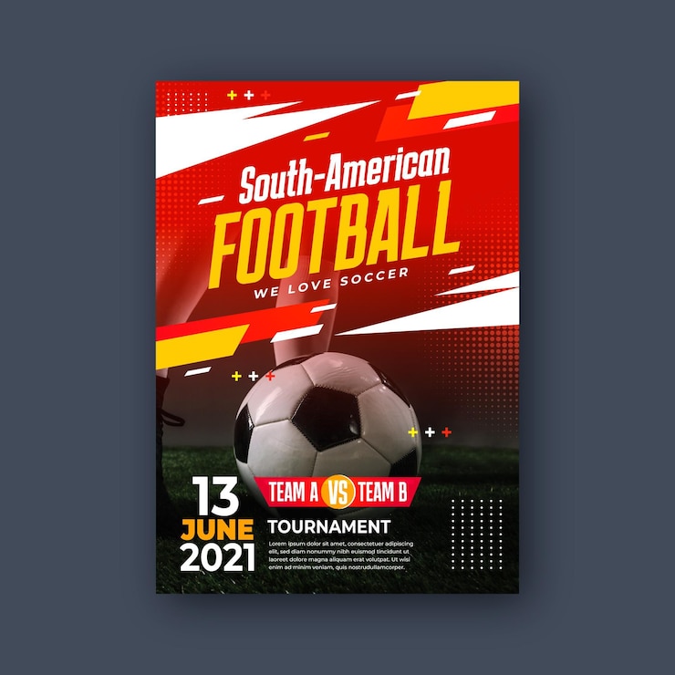 Gratis Vector realistische zuid-amerikaanse voetbal verticale poster sjabloon