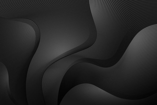 Realistische zwarte achtergrond met golvende lijnen
