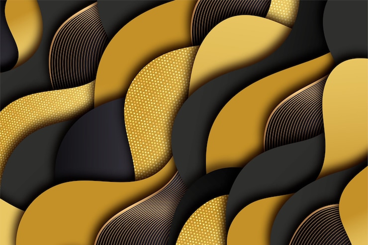 Gratis Vector realistische zwarte achtergrond met gouden texturen
