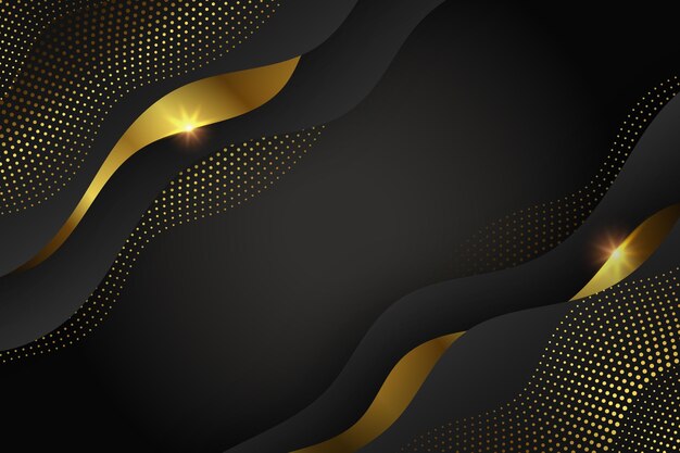 Realistische zwarte achtergrond met gouden texturen
