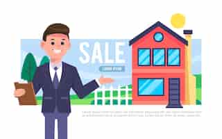 Gratis vector realtor bijstand illustratie met man