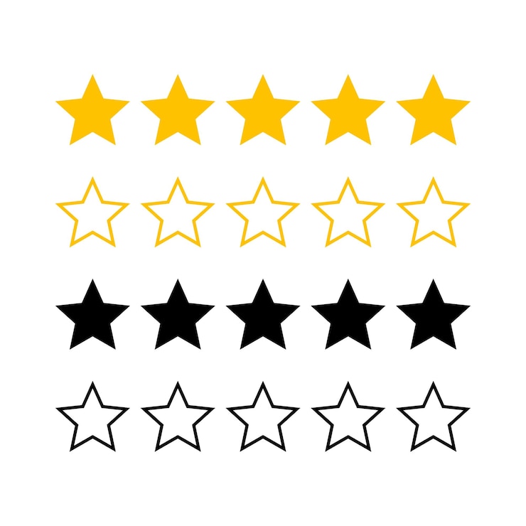 Gratis Vector recensie sterren gevuld contour zwart en geel