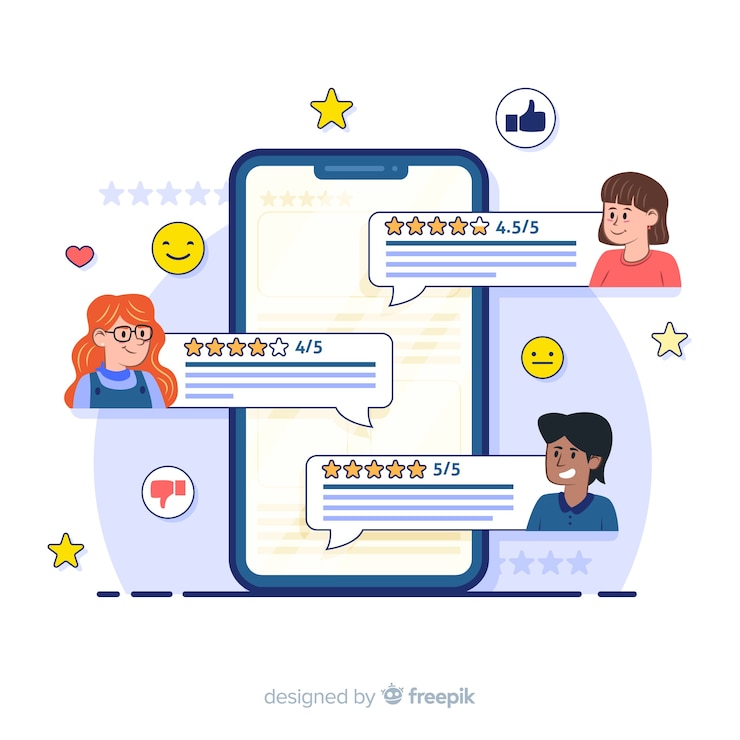 Gratis Vector recensies concept voor bestemmingspagina