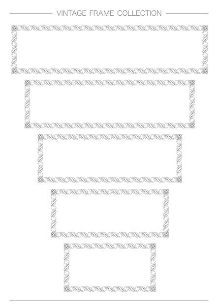 Gratis vector rechthoekige decoratieve vintage frameset geïsoleerd op een witte achtergrond vectorillustratie