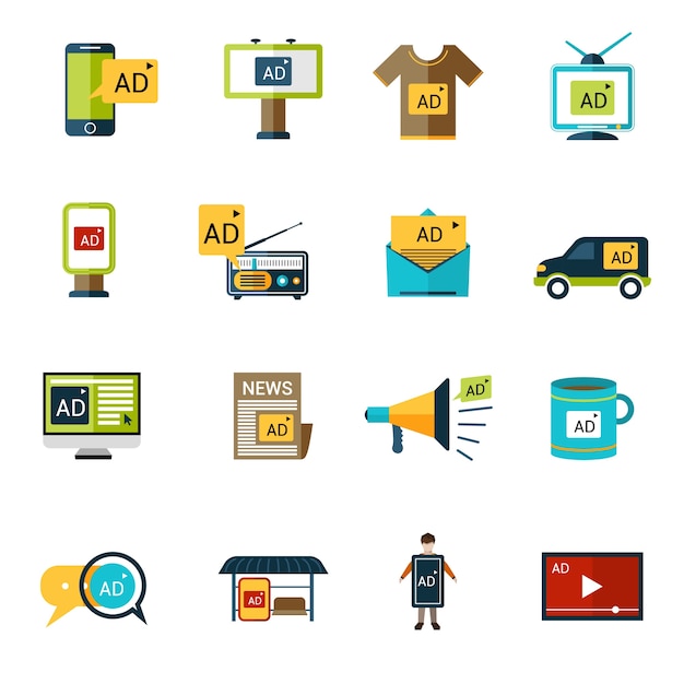 Gratis vector reclame icons set