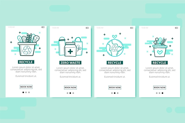 Recycle onboarding app-schermen