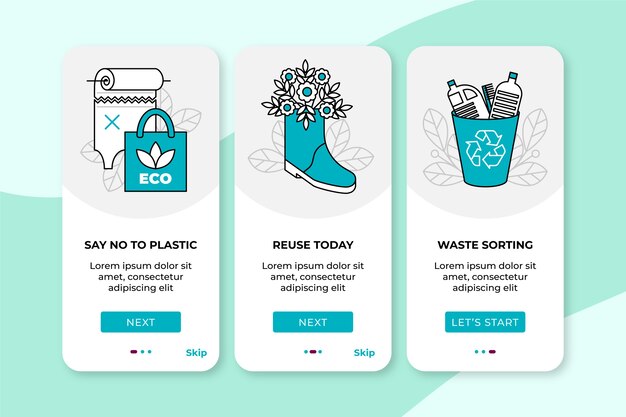 Recycle onboarding app-schermen