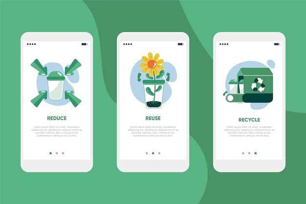 Recycle onboarding app-schermen