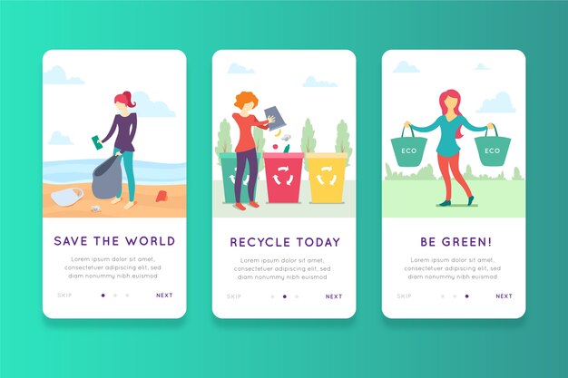 Recycle onboarding app-schermen