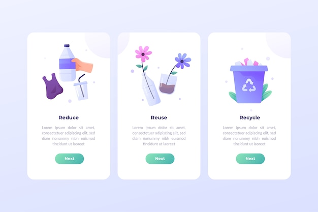 Recycle onboarding app-schermen