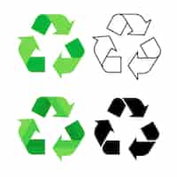 Gratis vector recycle teken vier stijlen