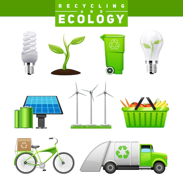 Recycling en ecologie pictogrammen