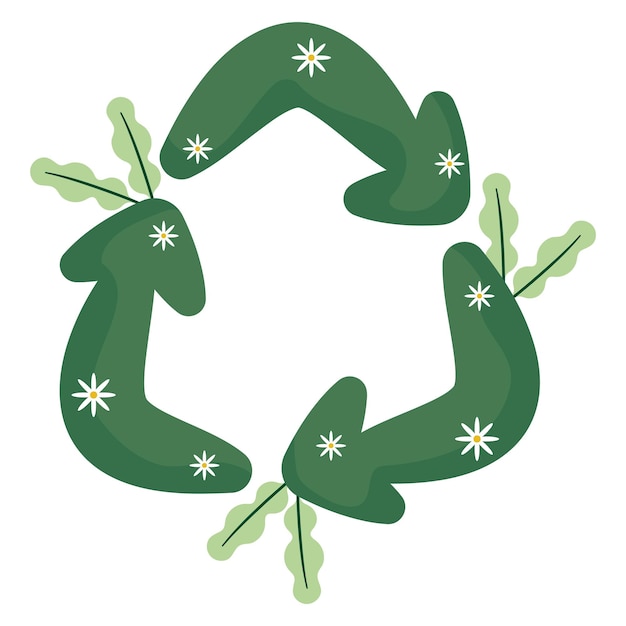 Gratis vector recycling symbool met bladeren