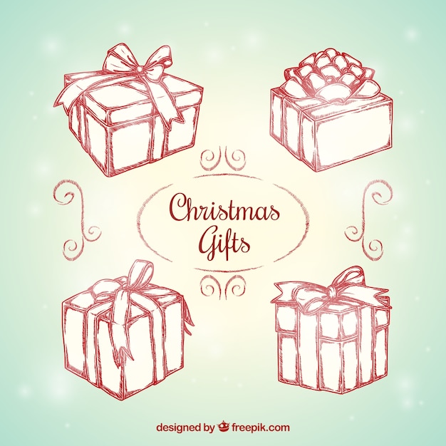 Gratis vector red christmas gifts pack