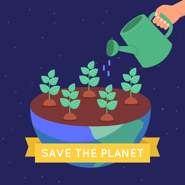 Gratis vector red het ecologische concept van de planeet