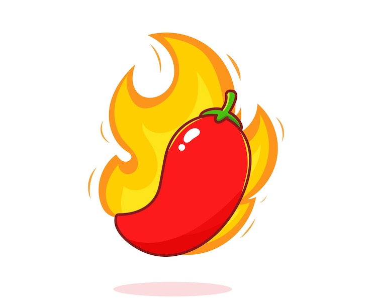 Gratis Vector red hot chili logo hand getekende cartoon kunst illustratie