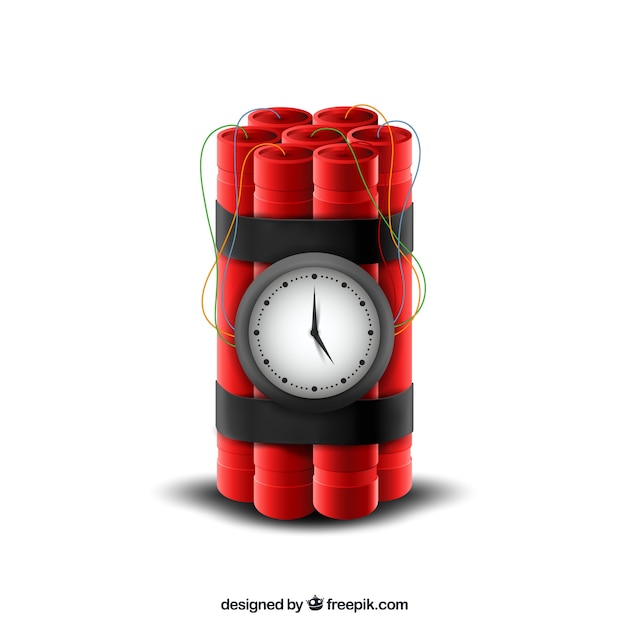 Gratis vector red time bomb realistisch ontwerp