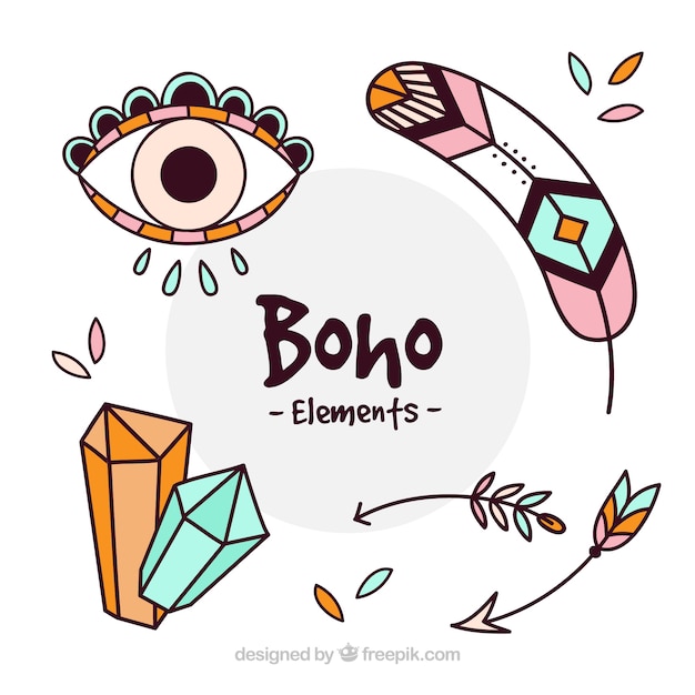 Gratis vector reeks decoratieve boho elementen