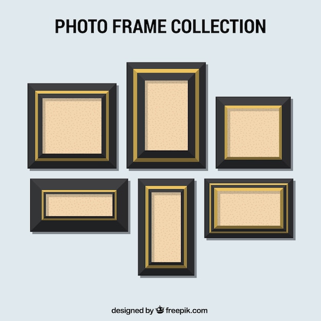 Gratis vector reeks elegante fotolijsten in plat design