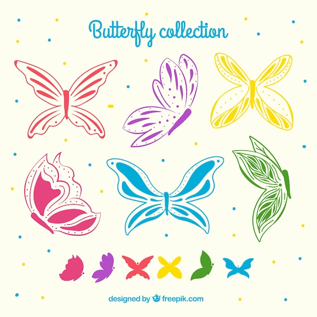 Reeks gekleurde vlinders