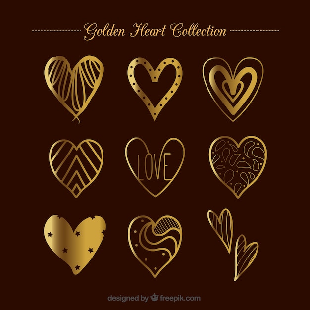 Gratis vector reeks gouden harten