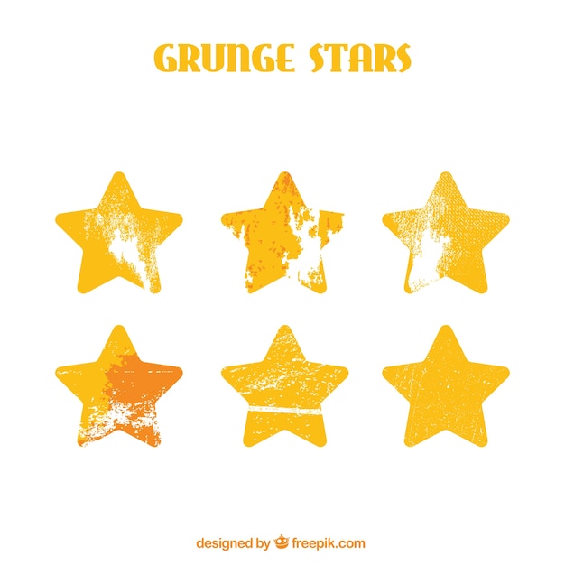 Reeks gouden sterren in grunge stijl