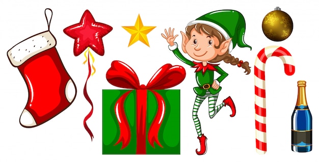 Gratis vector reeks kerstmisornamenten op wit