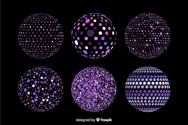 Reeks kleurrijke deeltjes 3d geometrische vormen