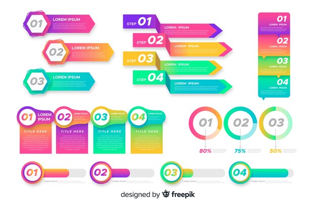 Reeks kleurrijke infographic elementen