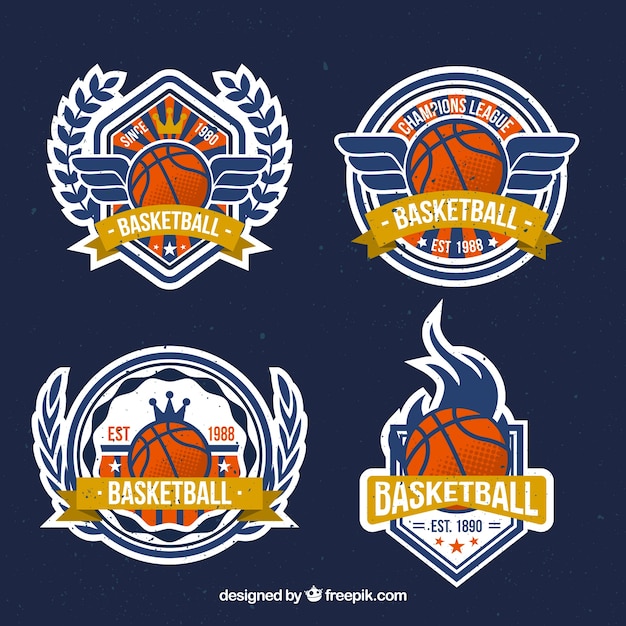 Reeks retro basketbal stickers