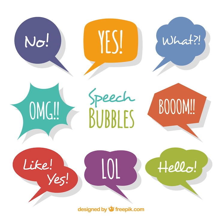 Gratis Vector reeks spraakbellen met woorden