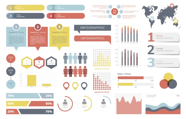 Gratis vector reeks zakelijke infograph-vectoren