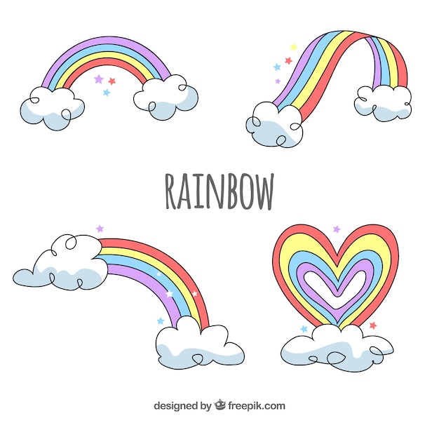 Gratis vector regenbogen collectie met verschillende vormen in platte syle