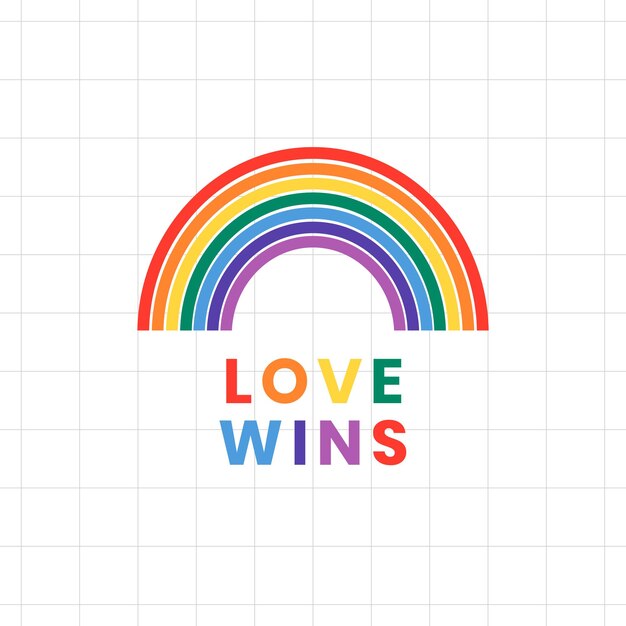 Regenboogsjabloon vector LGBTQ-trotsmaand met liefde wint tekst