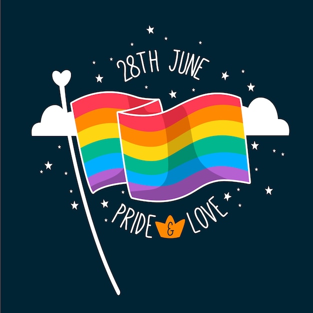 Gratis vector regenboogvlag met het concept van de trotsdag