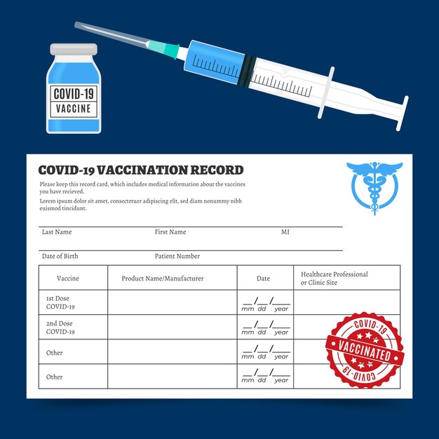 Gratis vector registratiekaart vaccinatie tegen het coronavirus