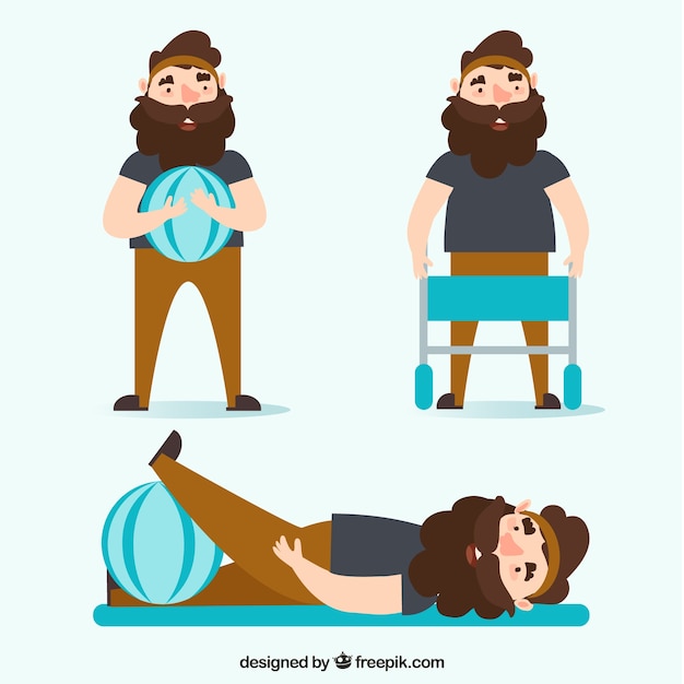 Gratis vector rehabilitatie oefening set