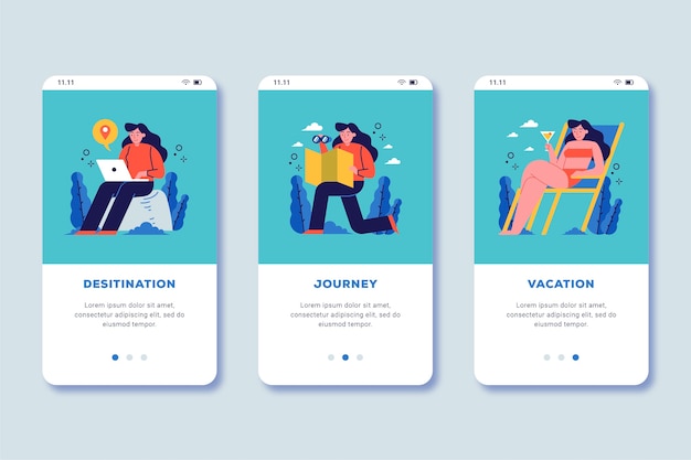 Reis online onboarding app-scherm