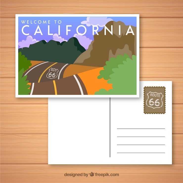 Gratis Vector reizen briefkaartsjabloon in de hand getrokken stijl