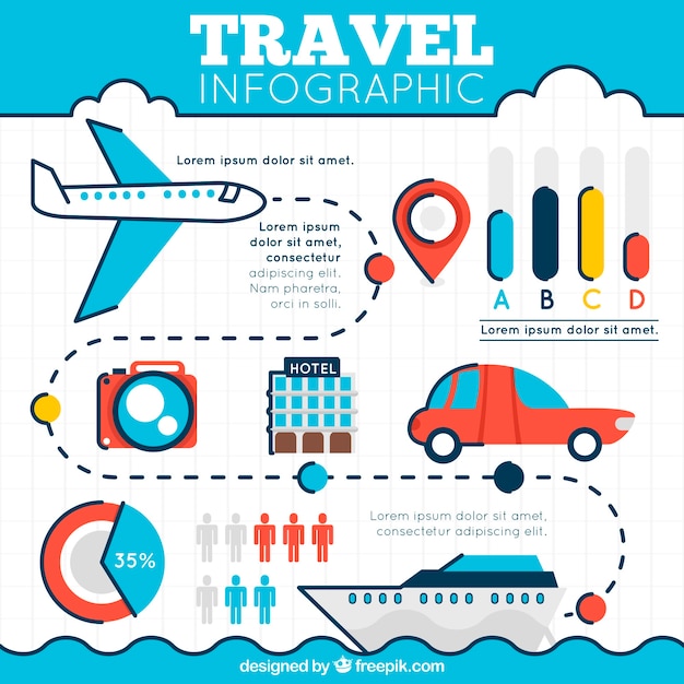 Reizen infographics met transporten en andere elementen