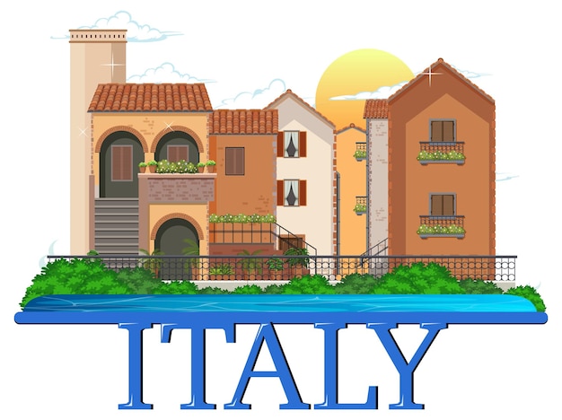 Gratis vector reizen italië gebouw attractie en landschap icoon