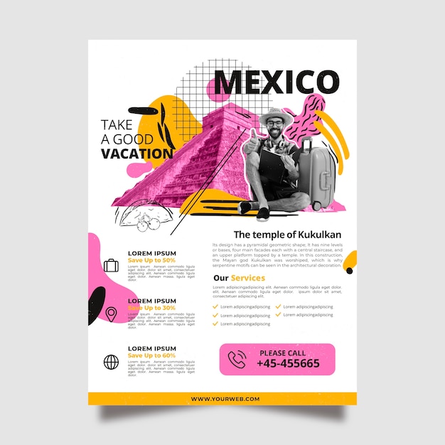 Reizen naar mexico briefpapier poster sjabloon