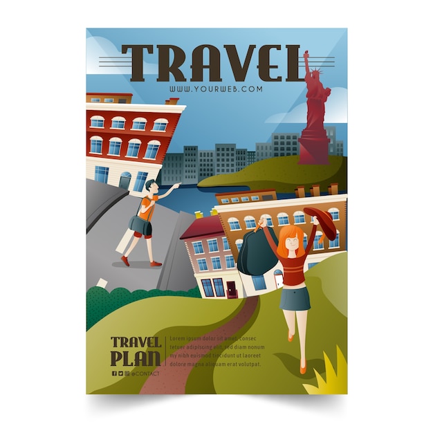 Gratis vector reizen naar verschillende locaties poster