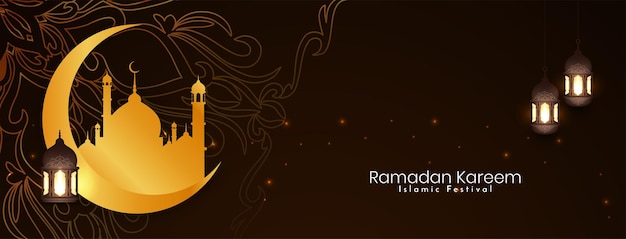 Religieuze Ramadan Kareem islamitische festival banner ontwerp vector