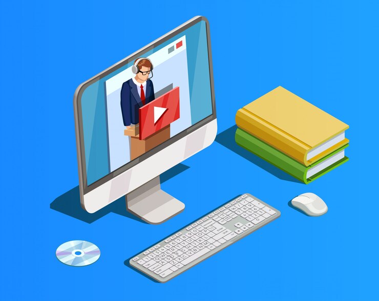 Gratis Vector remote learning workspace-compositie