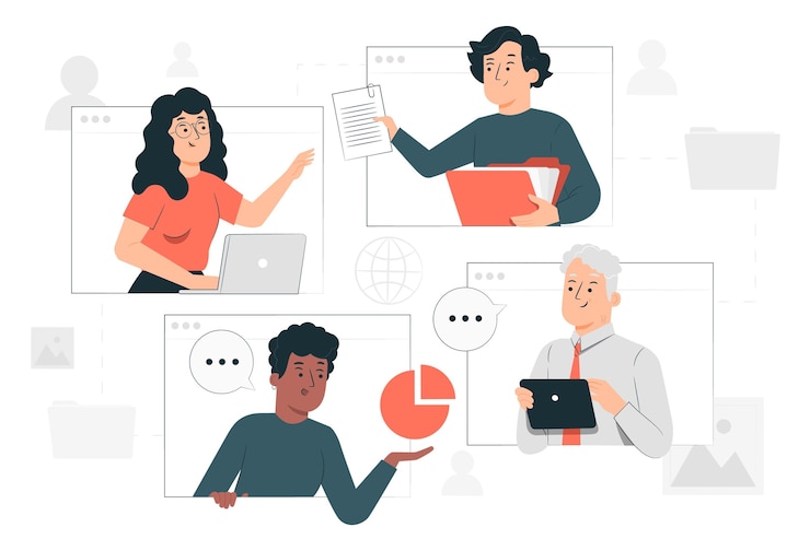 Gratis Vector remote meeting concept illustratie