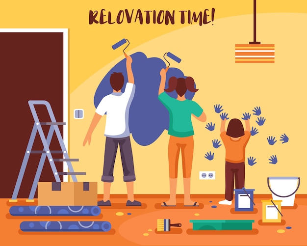 Renovatie tijd platte vectorillustratie