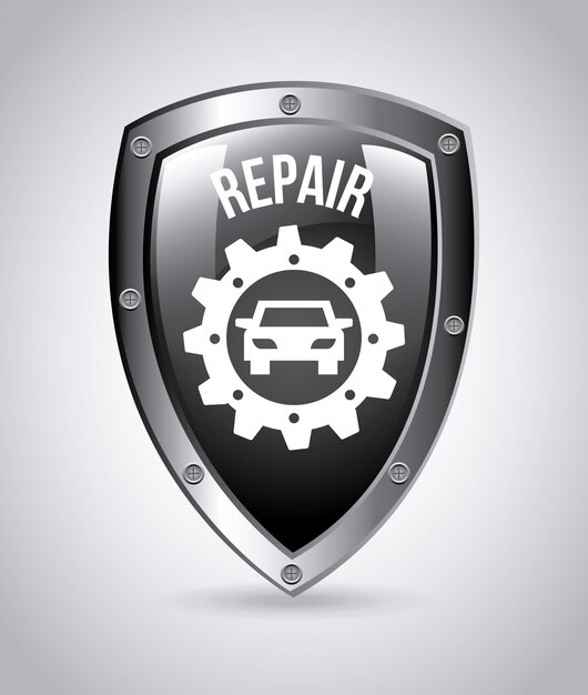 reparatie service badge op grijs