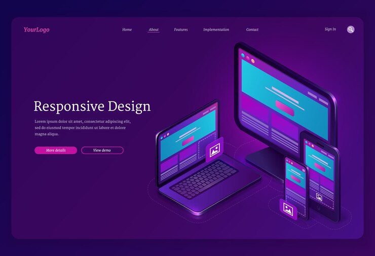 Gratis Vector responsieve ontwerp isometrische landing gebruikersinterface