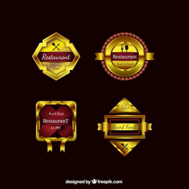 Gratis vector restaurant badges collectie